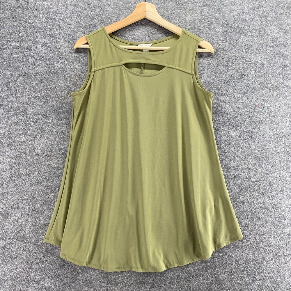 Cato Blouse Women S Small Green Sleeveless Round Neck Wide Strap Pullover Casual